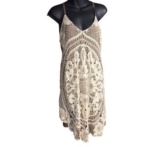 Judith March crochet overlay dress delicate lace design adjustable straps medium